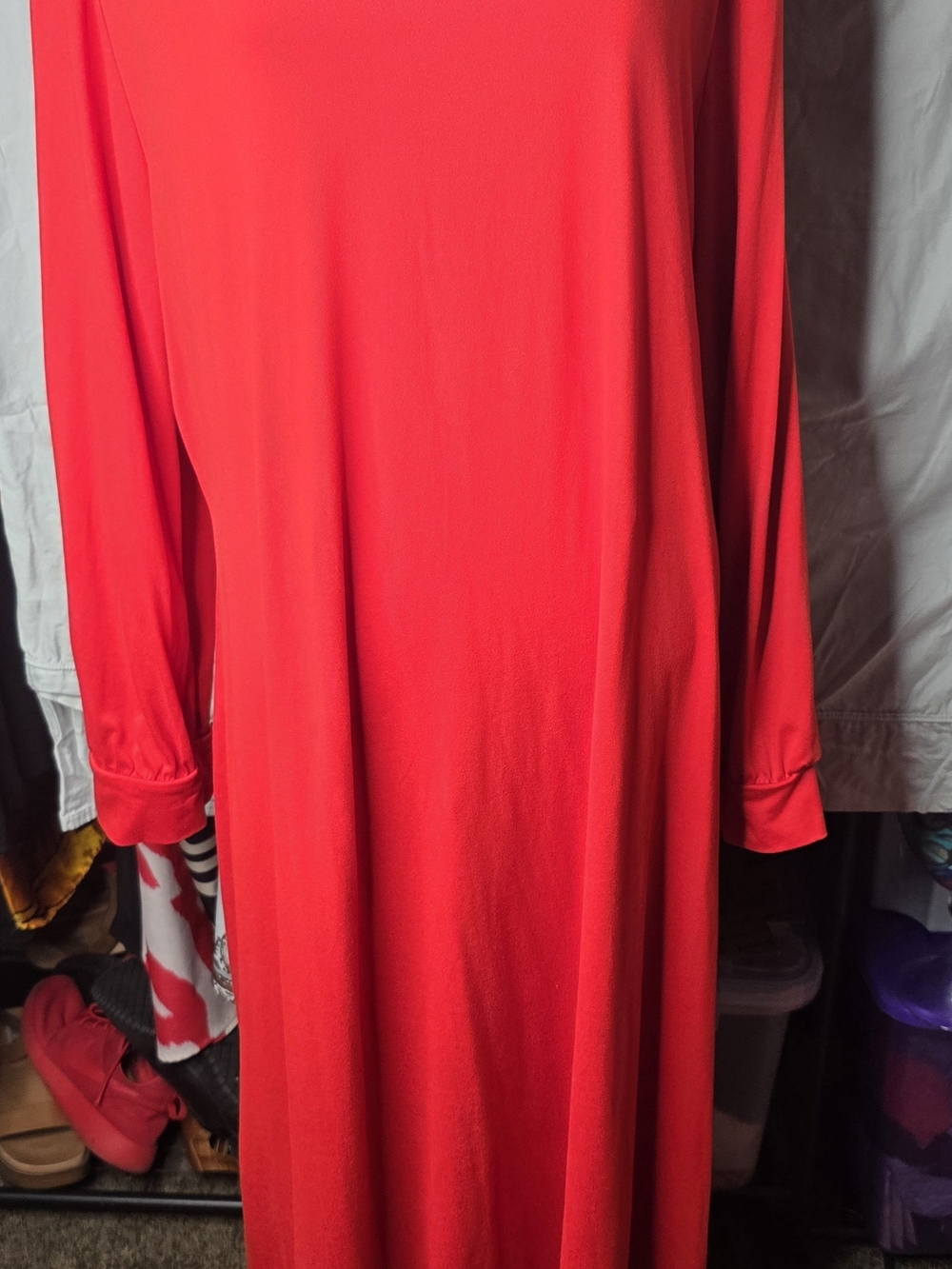 SHEIN Red Long Sleeve Maxi Dress